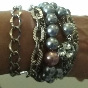 Bead and chain cuff bracelet.